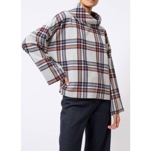 KAL REIMAN Plaid Cape Sleeve Turtleneck